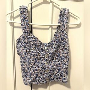 Abercrombie & Fitch Pleated Blue Floral Linen Blend Camisole Size XS Women’s